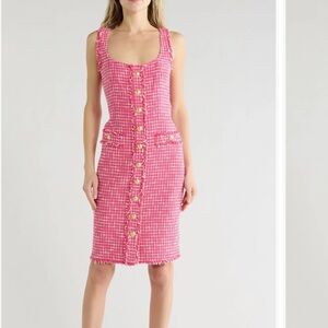 L'AGENCE Aya Sleeveless Tweed Midi Dress